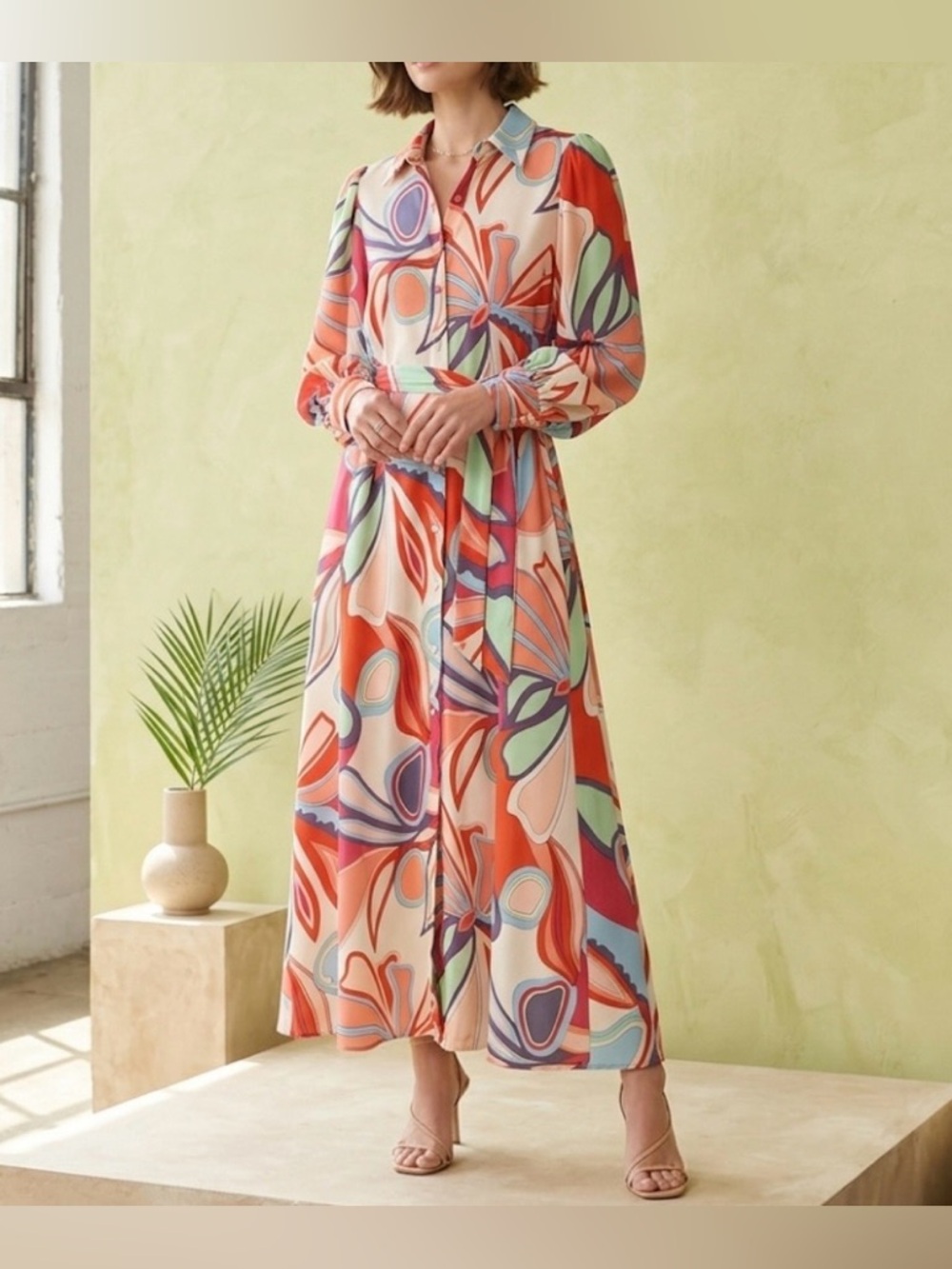 Alexis for Target Multicolor Mixed Floral Maxi Shirt Dress S